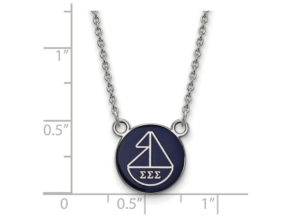 LogoArt Sterling Silver Sigma Sigma Sigma Extra Small Enameled Pendant Necklace With 18 Inch