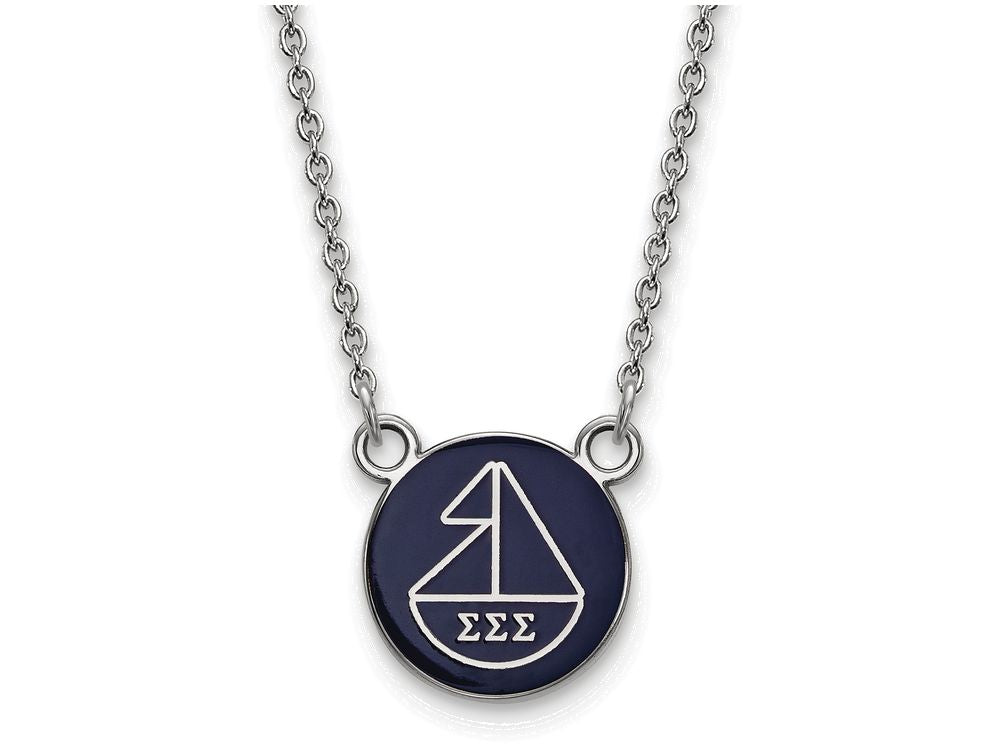 LogoArt Sterling Silver Sigma Sigma Sigma Extra Small Enameled Pendant Necklace With 18 Inch