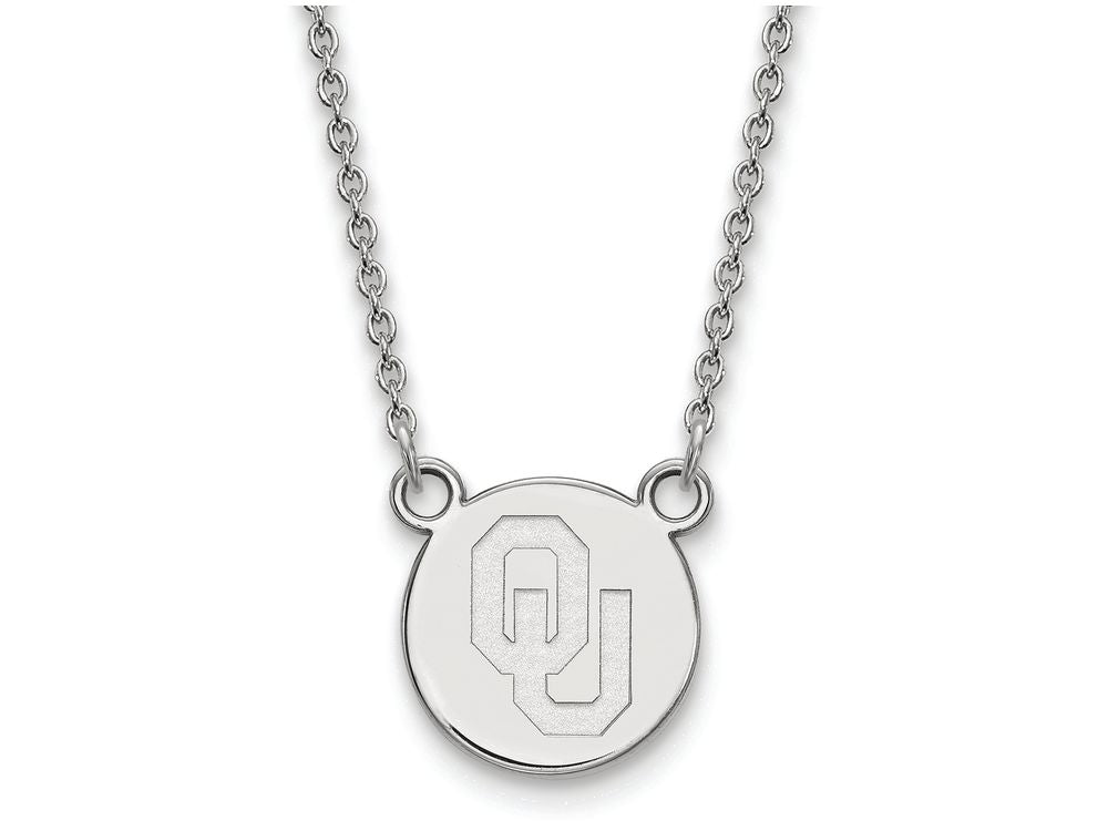 LogoArt Sterling Silver Oklahoma Small Disc Necklace