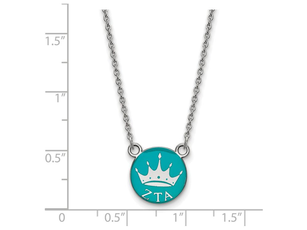 LogoArt Sterling Silver Zeta Tau Alpha Extra Small Enameled Pendant Necklace With 18 Inch