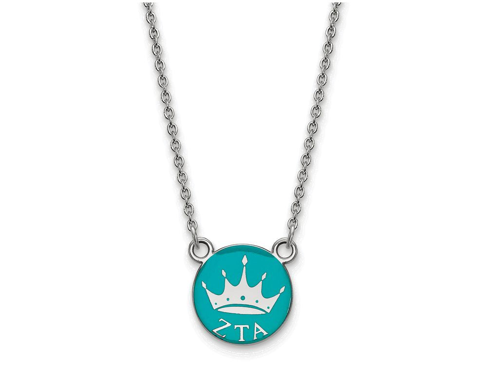 LogoArt Sterling Silver Zeta Tau Alpha Extra Small Enameled Pendant Necklace With 18 Inch