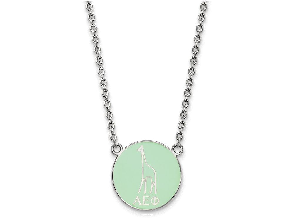 LogoArt Sterling Silver Alpha Epsilon Phi Small Enameled Pendant Necklace With 18 Inch