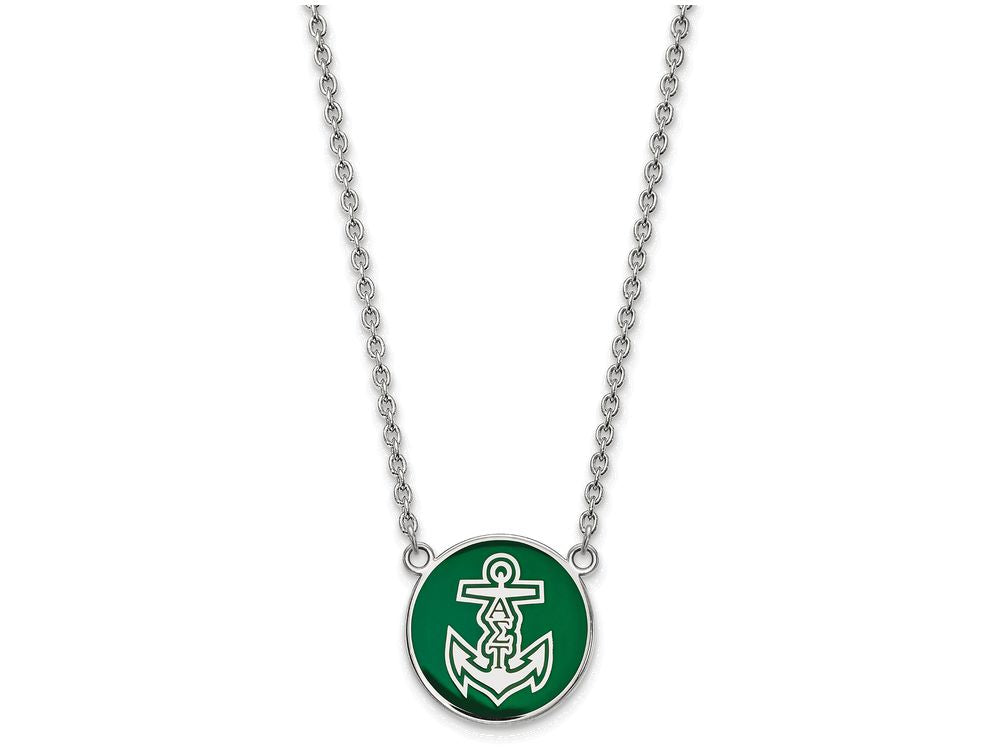 LogoArt Sterling Silver Alpha Sigma Tau Small Enameled Pendant Necklace With 18 Inch