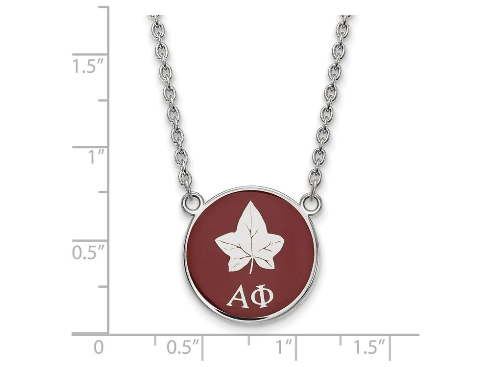 LogoArt Sterling Silver Alpha Phi Small Enameled Pendant Necklace With 18 Inch