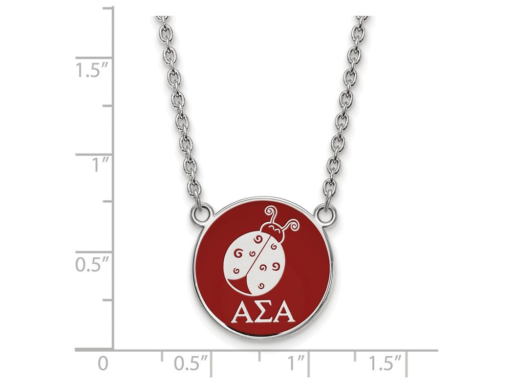 LogoArt Sterling Silver Alpha Sigma Alpha Small Enameled Pendant Necklace With 18 Inch
