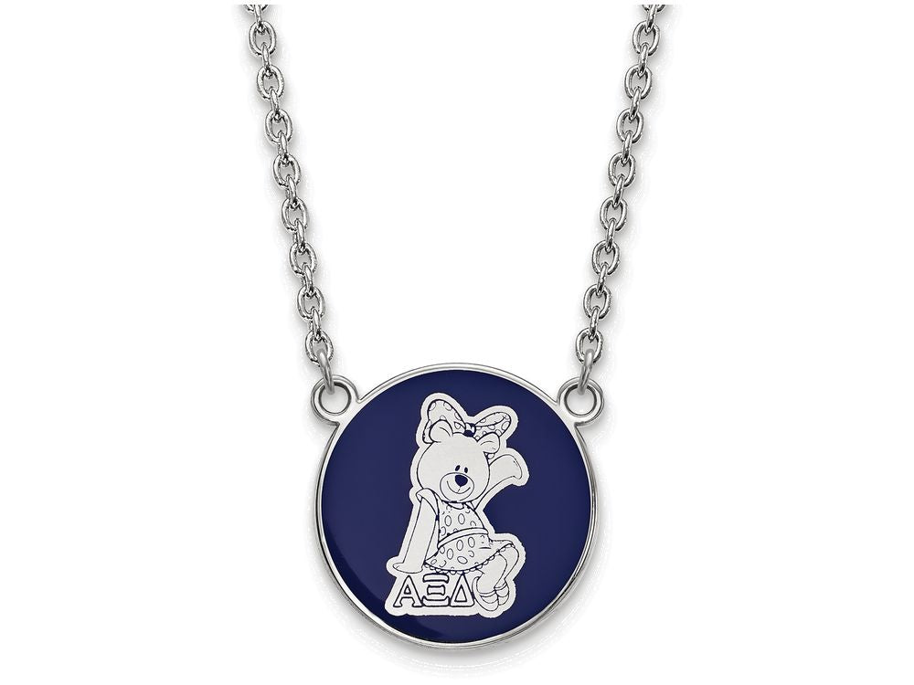 LogoArt Sterling Silver Alpha Xi Delta Small Enameled Pendant Necklace With 18 Inch
