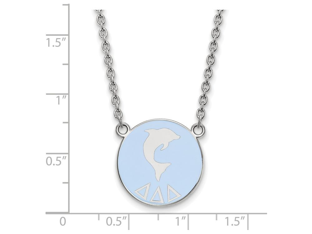 LogoArt Sterling Silver Delta Delta Delta Small Enameled Pendant Necklace With 18 Inch
