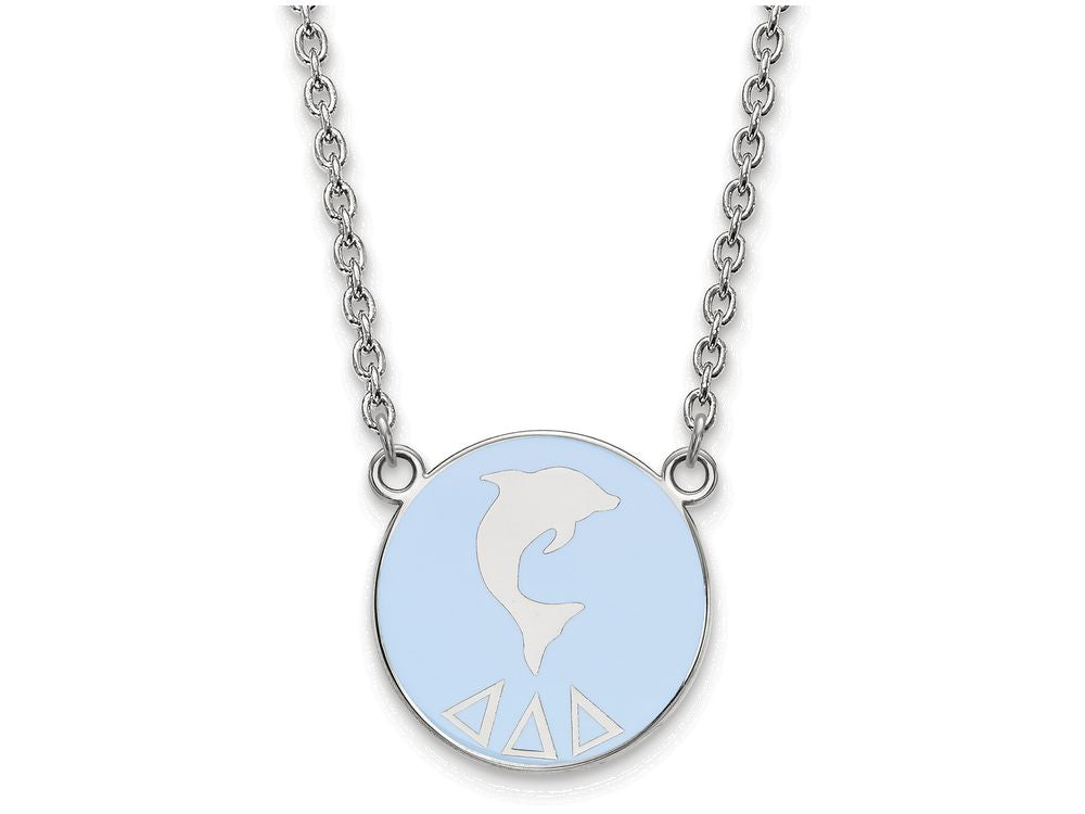 LogoArt Sterling Silver Delta Delta Delta Small Enameled Pendant Necklace With 18 Inch
