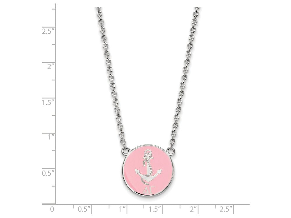 LogoArt Sterling Silver Delta Gamma Small Enameled Pendant Necklace With 18 Inch