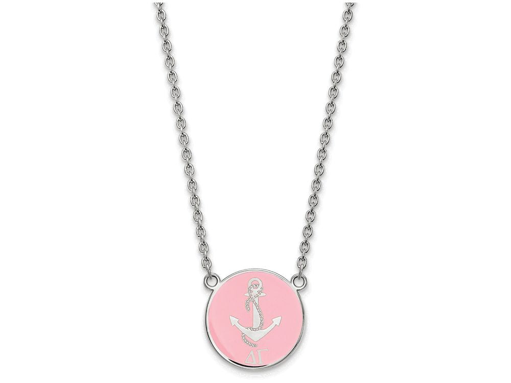 LogoArt Sterling Silver Delta Gamma Small Enameled Pendant Necklace With 18 Inch