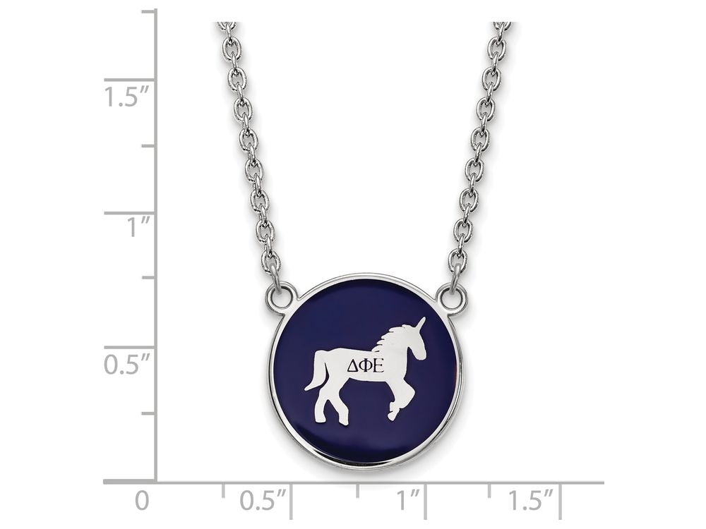 LogoArt Sterling Silver Delta Phi Epsilon Small Enameled Pendant Necklace With 18 Inch
