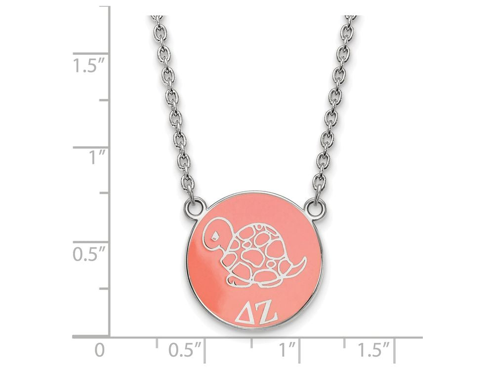 LogoArt Sterling Silver Delta Zeta Small Enameled Pendant Necklace With 18 Inch