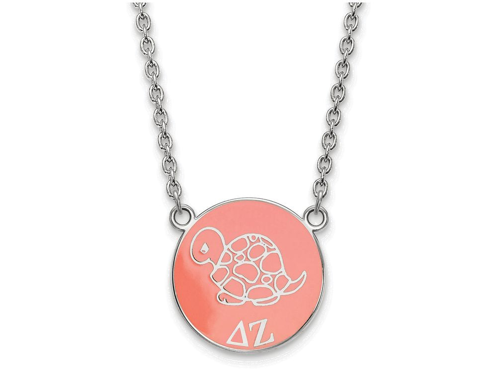 LogoArt Sterling Silver Delta Zeta Small Enameled Pendant Necklace With 18 Inch