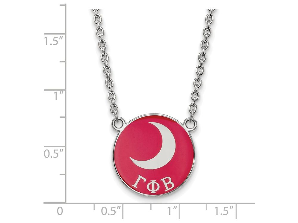 LogoArt Sterling Silver Gamma Phi Beta Small Enameled Pendant Necklace With 18 Inch