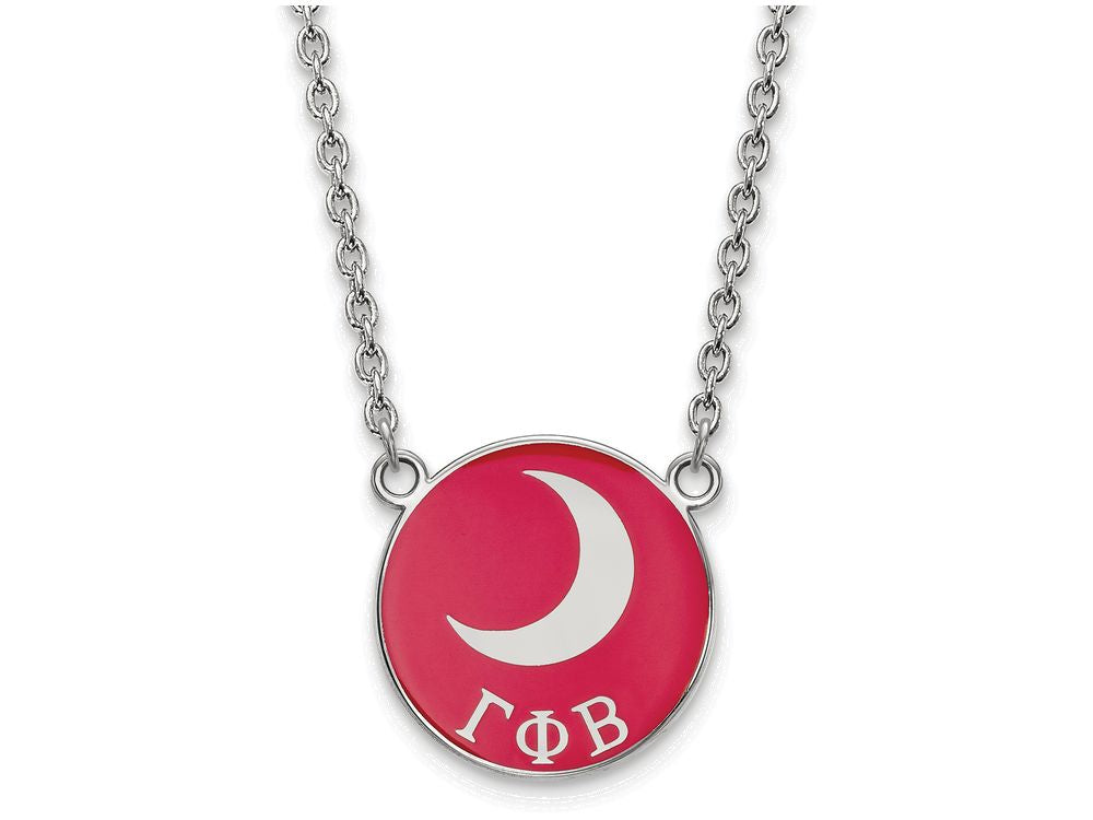 LogoArt Sterling Silver Gamma Phi Beta Small Enameled Pendant Necklace With 18 Inch