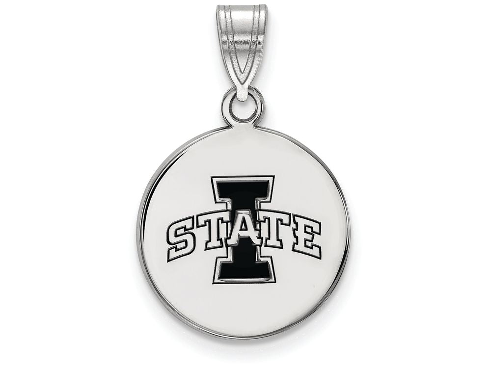 LogoArt Sterling Silver Iowa State University Medium Enamel Disc Pendant Necklace