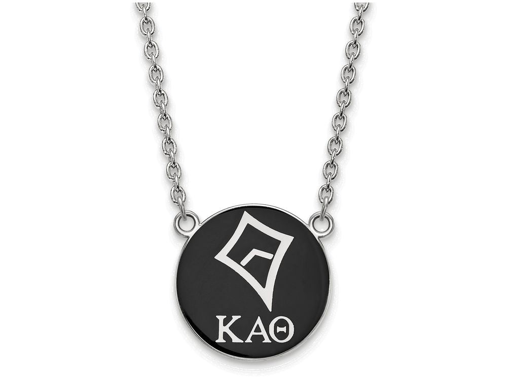 LogoArt Sterling Silver Kappa Alpha Theta Small Enameled Pendant Necklace With 18 Inch