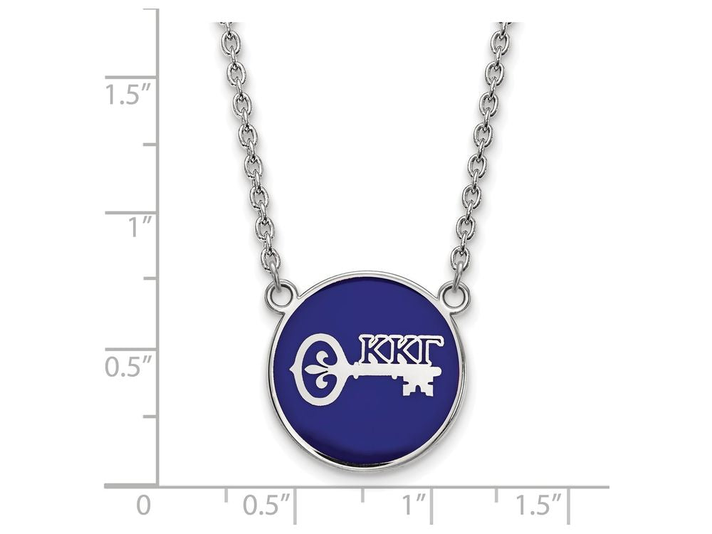 LogoArt Sterling Silver Kappa Kappa Gamma Small Enameled Pendant Necklace With 18 Inch