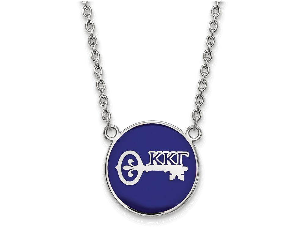 LogoArt Sterling Silver Kappa Kappa Gamma Small Enameled Pendant Necklace With 18 Inch