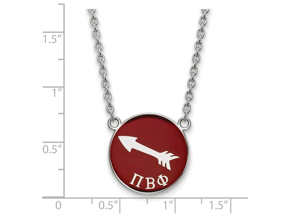 LogoArt Sterling Silver Pi Beta Phi Small Enameled Pendant Necklace With 18 Inch