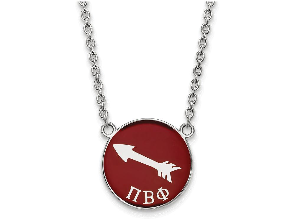 LogoArt Sterling Silver Pi Beta Phi Small Enameled Pendant Necklace With 18 Inch