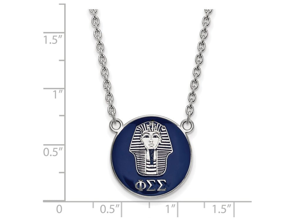 LogoArt Sterling Silver Phi Sigma Sigma Small Enameled Pendant Necklace With 18 Inch