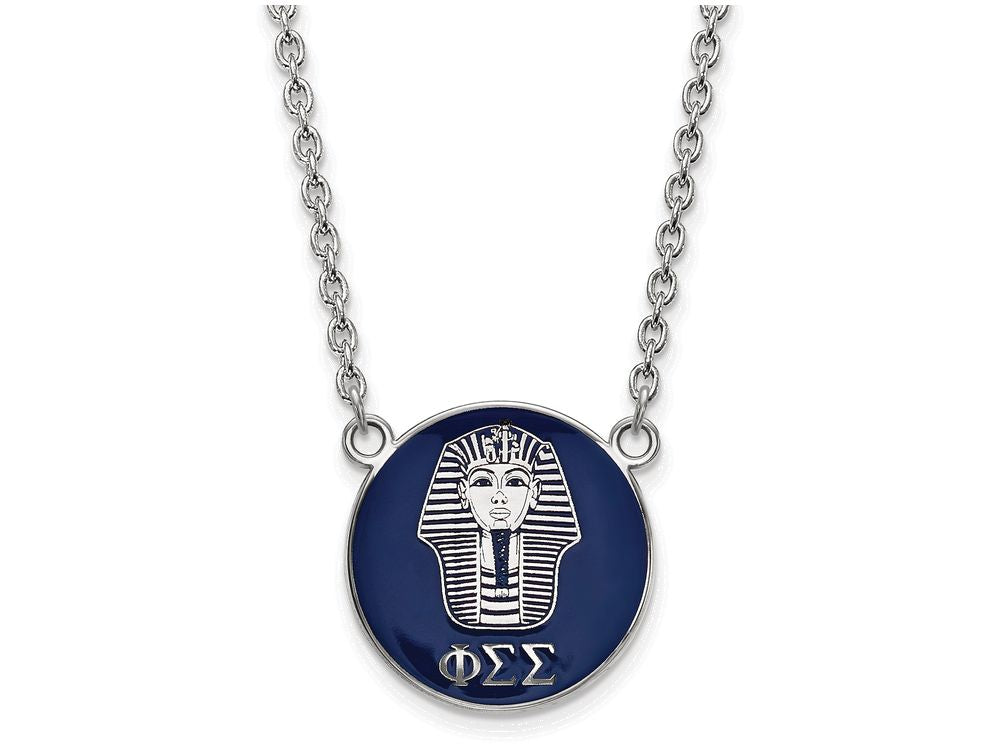 LogoArt Sterling Silver Phi Sigma Sigma Small Enameled Pendant Necklace With 18 Inch