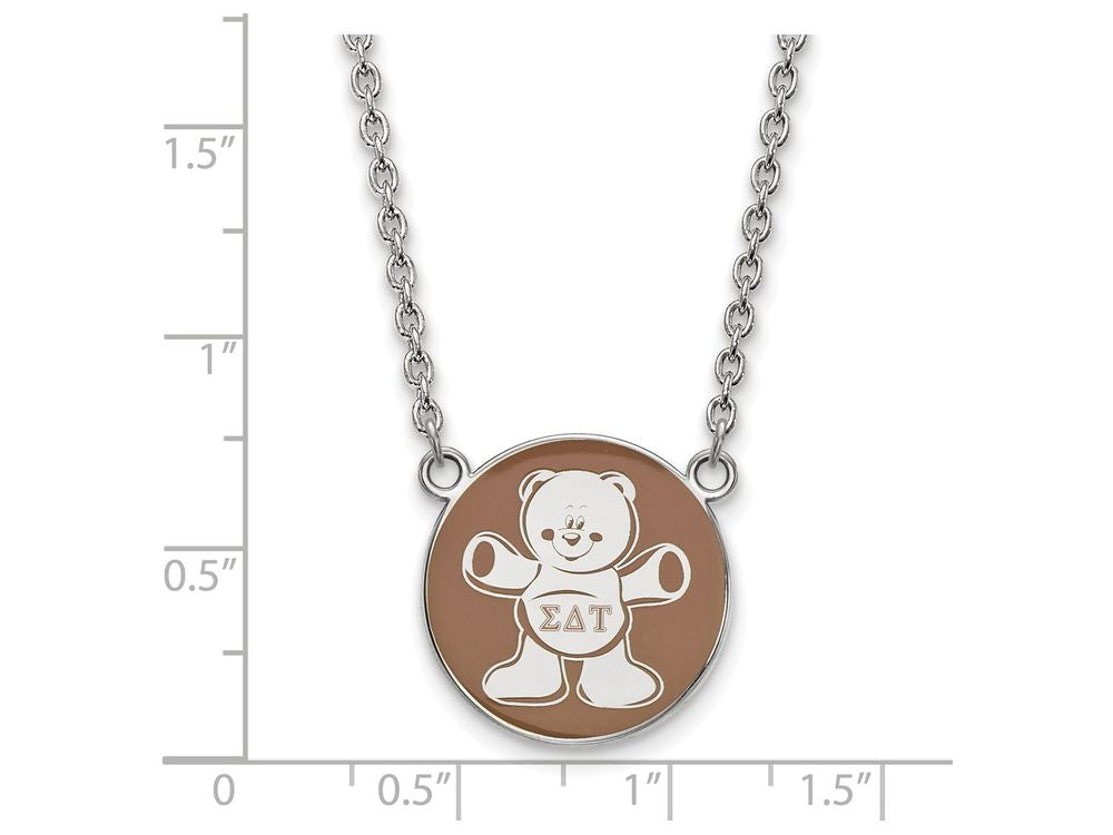 LogoArt Sterling Silver Sigma Delta Tau Small Enameled Pendant Necklace With 18 Inch