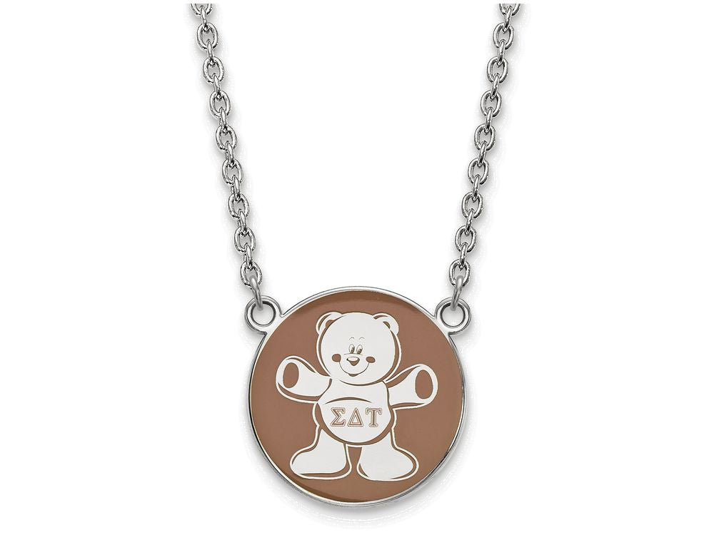LogoArt Sterling Silver Sigma Delta Tau Small Enameled Pendant Necklace With 18 Inch