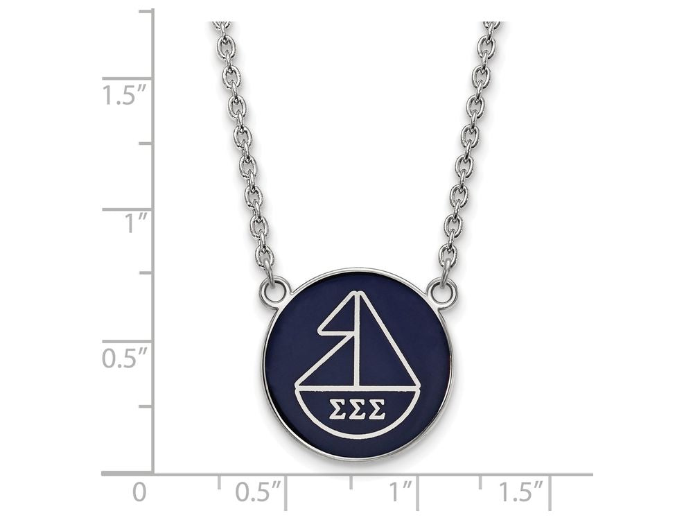 LogoArt Sterling Silver Sigma Sigma Sigma Small Enameled Pendant Necklace With 18 Inch