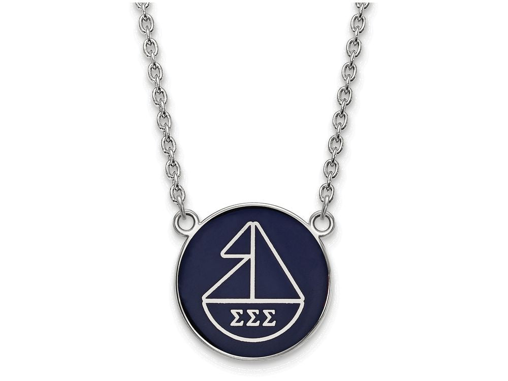 LogoArt Sterling Silver Sigma Sigma Sigma Small Enameled Pendant Necklace With 18 Inch