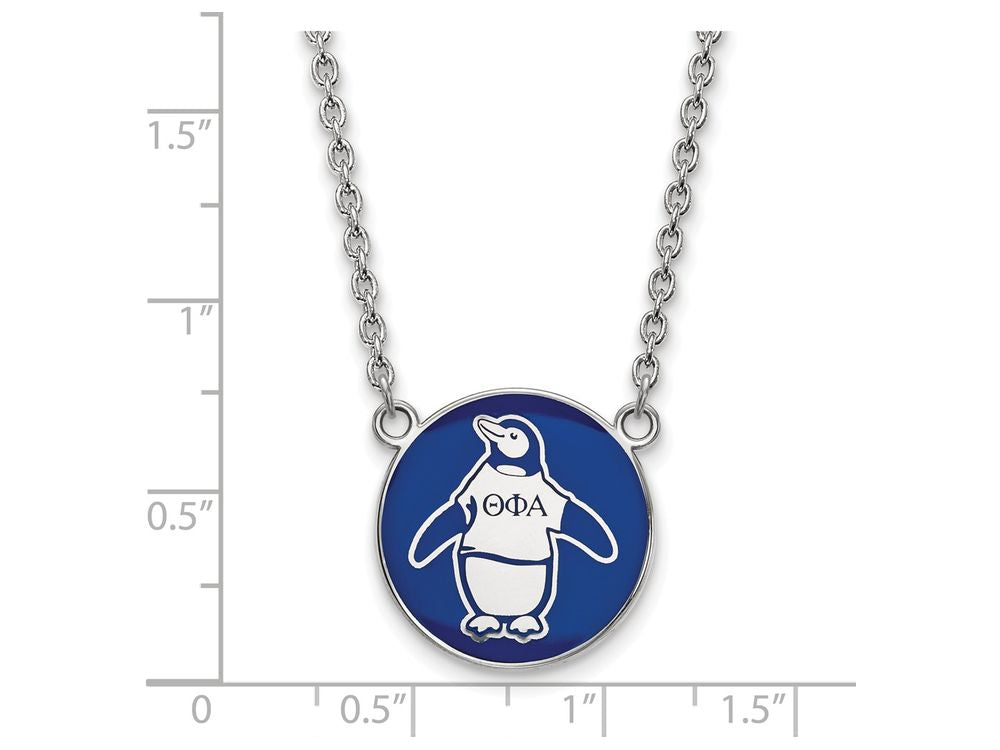 LogoArt Sterling Silver Theta Phi Alpha Small Enameled Pendant Necklace With 18 Inch