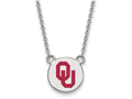 LogoArt Sterling Silver Oklahoma Small Enamel Disc Pendant Necklace