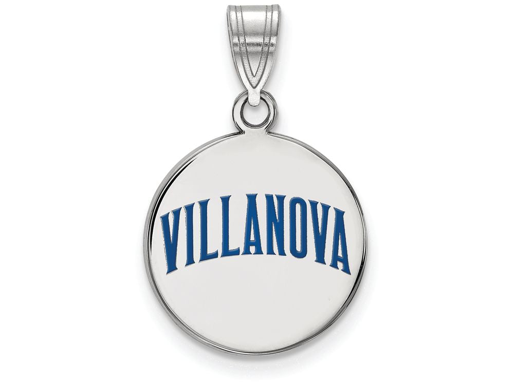 LogoArt Sterling Silver Villanova University Medium Enamel Disc Pendant Necklace