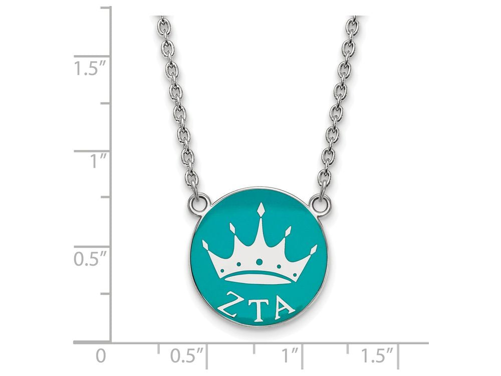 LogoArt Sterling Silver Zeta Tau Alpha Small Enameled Pendant Necklace With 18 Inch