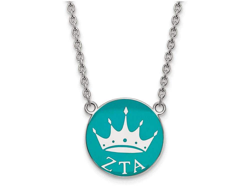 LogoArt Sterling Silver Zeta Tau Alpha Small Enameled Pendant Necklace With 18 Inch