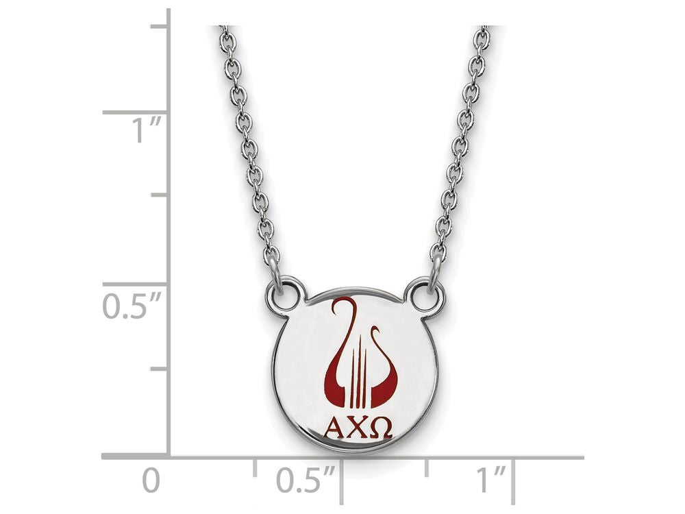 LogoArt Sterling Silver Alpha Chi Omega Extra Small Enameled Pendant Necklace With 18 Inch