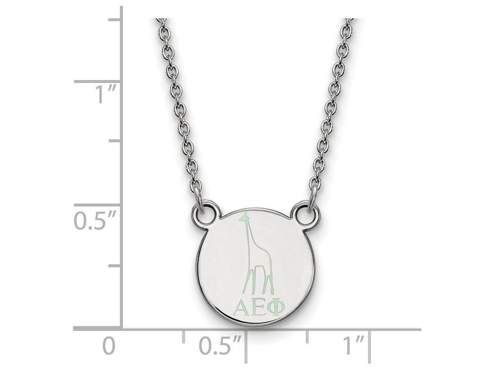 LogoArt Sterling Silver Alpha Epsilon Phi Extra Small Enameled Pendant Necklace With 18 Inch