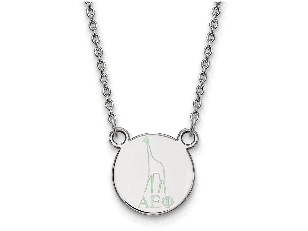 LogoArt Sterling Silver Alpha Epsilon Phi Extra Small Enameled Pendant Necklace With 18 Inch
