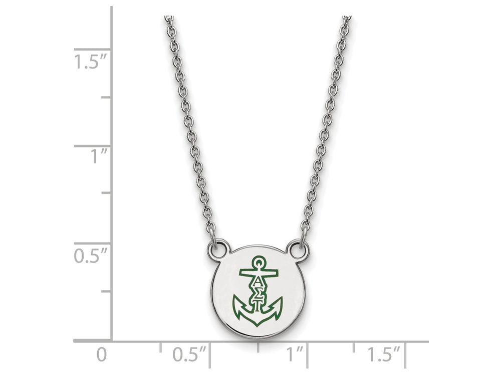 LogoArt Sterling Silver Alpha Sigma Tau Extra Small Enameled Pendant Necklace With 18 Inch