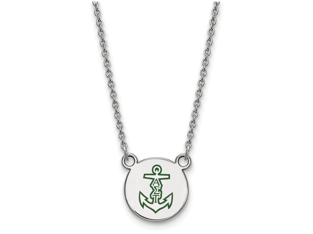LogoArt Sterling Silver Alpha Sigma Tau Extra Small Enameled Pendant Necklace With 18 Inch