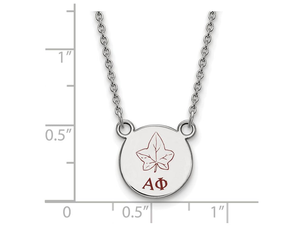 LogoArt Sterling Silver Alpha Phi Extra Small Enameled Pendant Necklace With 18 Inch