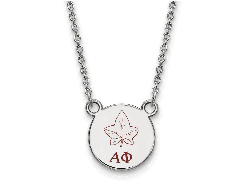 LogoArt Sterling Silver Alpha Phi Extra Small Enameled Pendant Necklace With 18 Inch