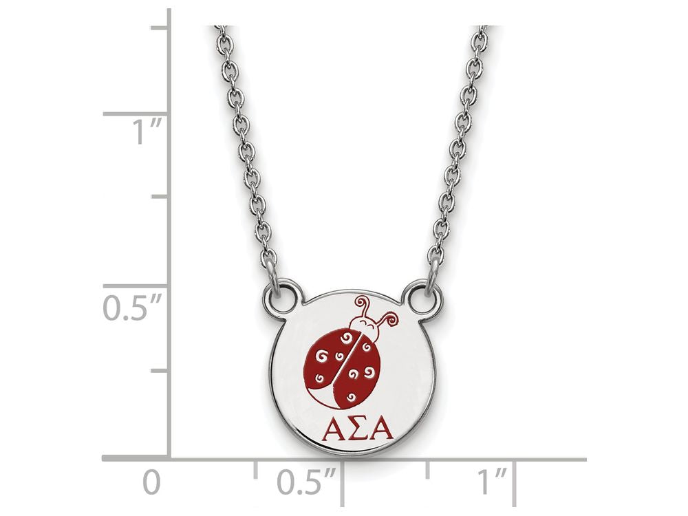 LogoArt Sterling Silver Alpha Sigma Alpha Extra Small Enameled Pendant Necklace With 18 Inch