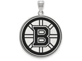 LogoArt Sterling Silver Boston Bruins Xlarge Enamel Pendant Necklace