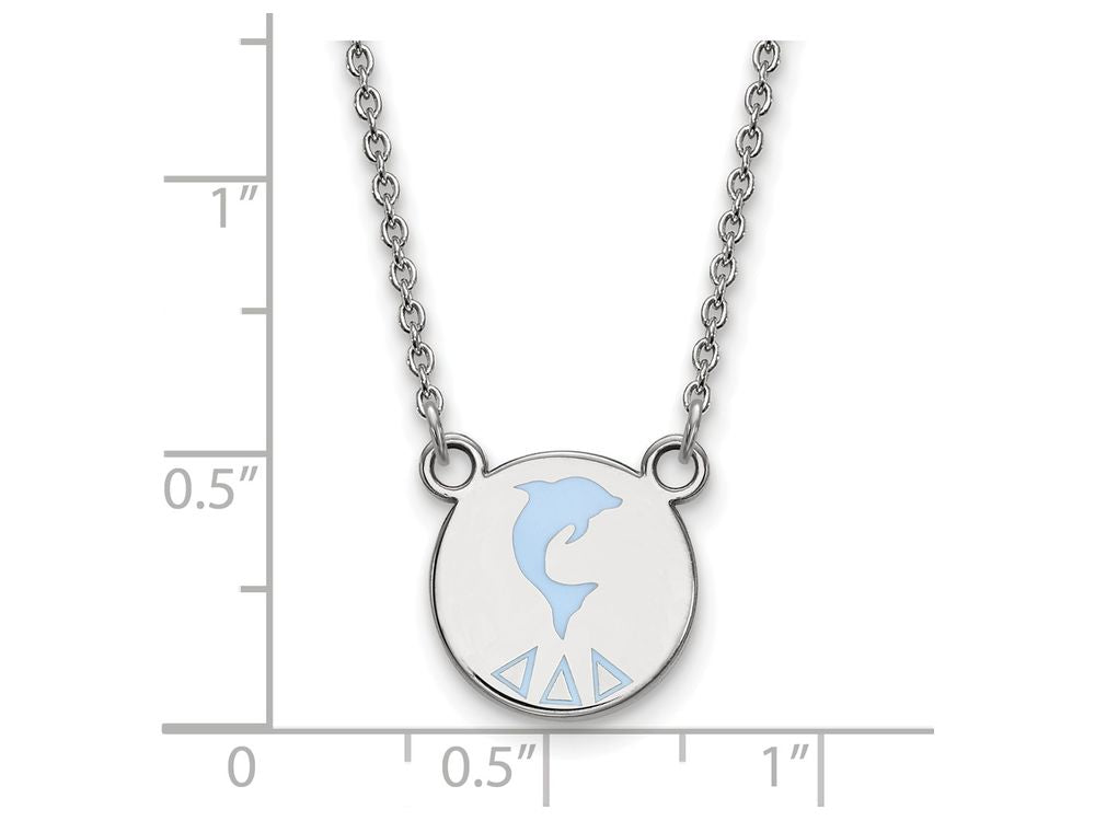 LogoArt Sterling Silver Delta Delta Delta Extra Small Enameled Pendant Necklace With 18 Inch