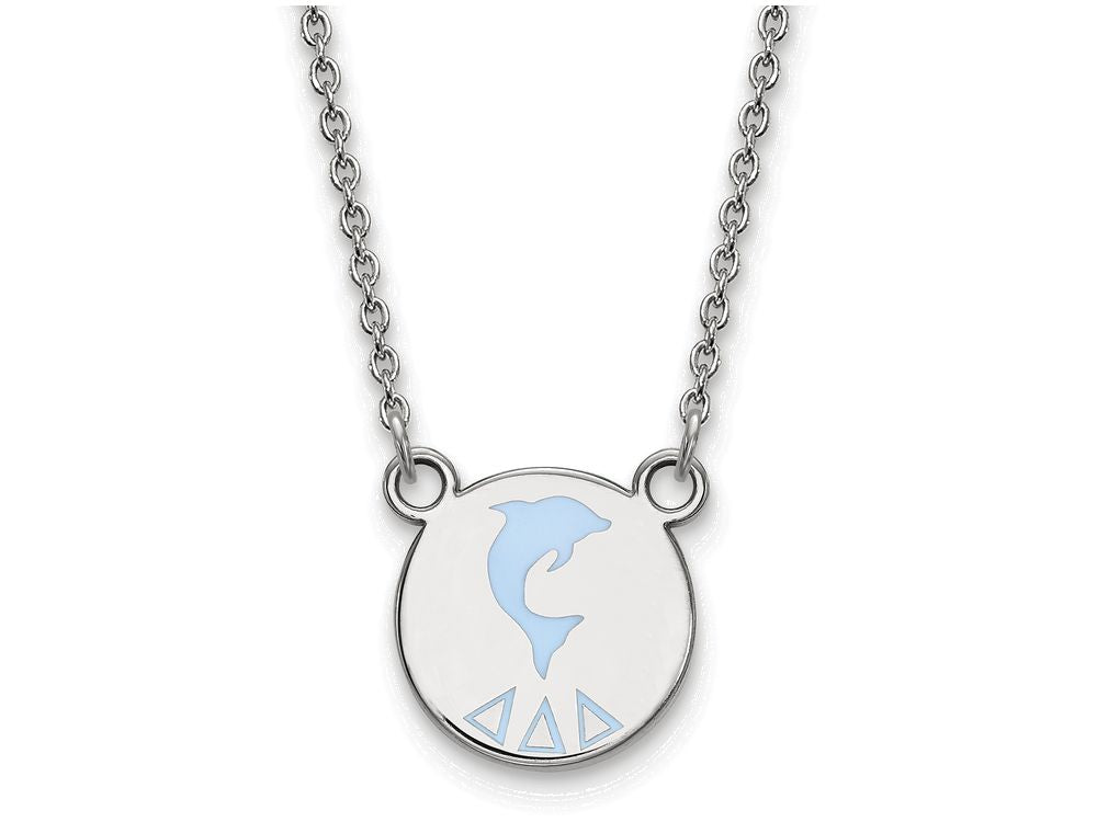 LogoArt Sterling Silver Delta Delta Delta Extra Small Enameled Pendant Necklace With 18 Inch