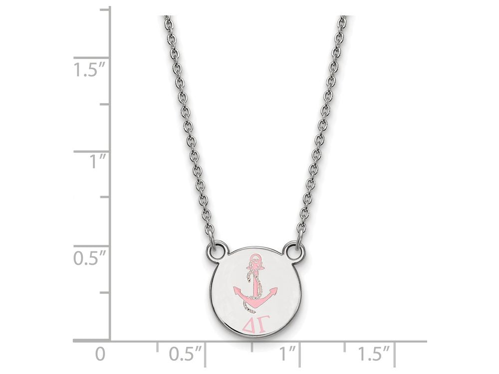 LogoArt Sterling Silver Delta Gamma Extra Small Enameled Pendant Necklace With 18 Inch
