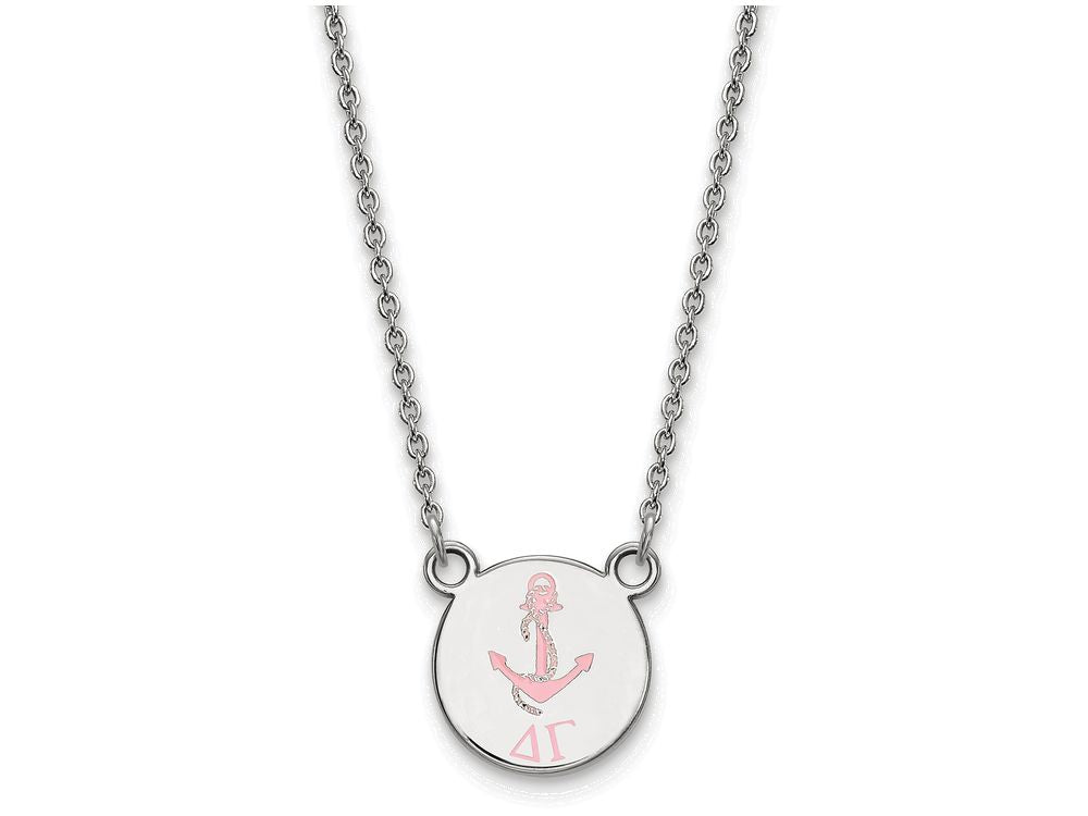 LogoArt Sterling Silver Delta Gamma Extra Small Enameled Pendant Necklace With 18 Inch