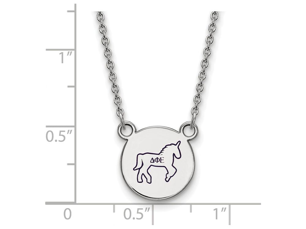 LogoArt Sterling Silver Delta Phi Epsilon Extra Small Enameled Pendant Necklace With 18 Inch